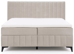 Pat continental Verona 180x200 cu ladă pentru depozitare - catifea hidrofobă bej deschis Amon 17