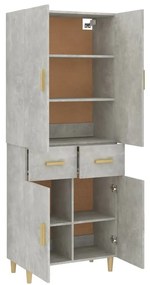 Dulap inalt, gri beton, 69,5x34x179 cm,lemn compozit 1, Gri beton