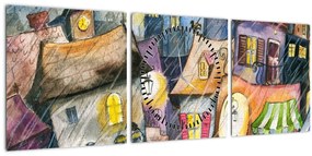 Tablou - Oraș western (cu ceas) (90x30 cm)