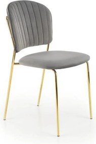 Scaun tapitat K499, gri/auriu, stofa catifelata, 47x56x85 cm