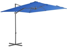 vidaXL Umbrelă în consolă, stâlp din oțel, albastru azur, 250x250 cm