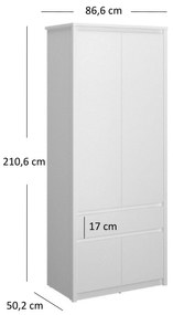 Dulap de haine Ethan 4D1S (alb). 1052915