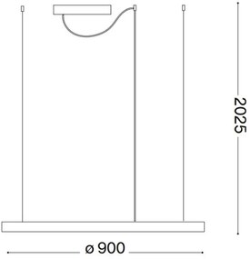 Ideal Lux ORACLE SLIM - Pendul LED pe cablu, 42W, 230V, 3000K, diam. 90 cm, negru