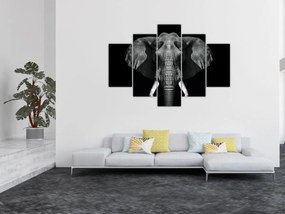 Tablou - Elefant pe fundal negru (150x105 cm)
