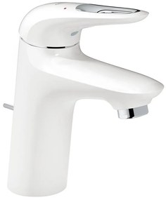 Baterie lavoar alba Grohe Eurostyle, cu ventil pop-up, cold start
