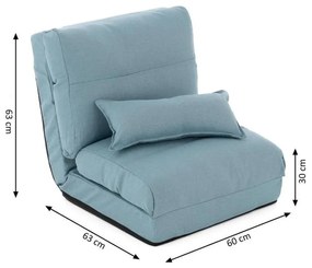 Fotoliu pliant confortabil, 220x60 x 14 cm, albastru deschis
