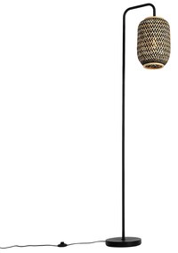 Lampă de podea orientală din bambus cu negru - Yvonne