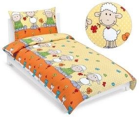 Bellatex Lenjerie de pat creponată pentru copii Oaie galben, 140 x 200, 70 x 90 cm