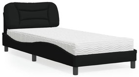 vidaXL Pat cu saltea, negru, 80x200 cm, textil