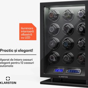 Klarstein Verdon 12 rotatoare pentru ceasuri, 12 ceasuri, 3 moduri, 5 viteze, LED, telecomandă