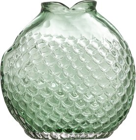 Vază din sticlă artizanală suflată în formă de pește, verde, 16×7,5×15,5 cm, „Bree"
