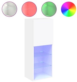 vidaXL Comodă TV cu lumini LED, alb, 40,5x30x102 cm