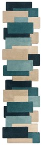 Covor tip traversă albastru/bej din lână 60x230 cm Abstract Collage – Flair Rugs