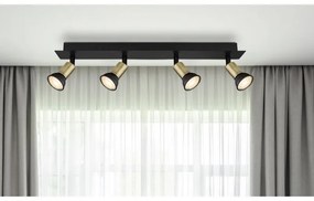 Plafoniera 4L design modern Drew negru, auriu
