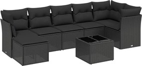 vidaXL Set mobilier de grădină cu perne, 8 piese, negru, poliratan