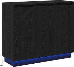 vidaXL Bufet LED Stejar Negru 90 x 32 x 75 cm Lemn compozit