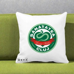 Perna Personalizata Sanatatea Cluj Servicii Publice 1986, 40x40 cm, Alba Mata, Husa Detasabila, Perna Inclusa, BEKZ®
