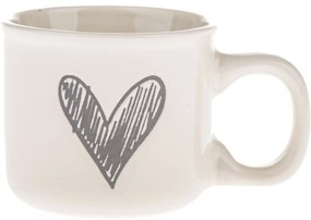 Set de 6 căni ceramice Inimioară II, 90 ml, gri