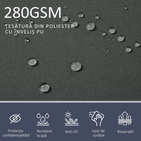 Outsunny Perdea Laterală Retractabilă cu Mâner, Paravan din Metal și Poliester 180 g/m², Anti-UV, pentru Intimitate Exterior, pentru Balcon Grădină, 600x180 cm, Gri | Aosom Romania