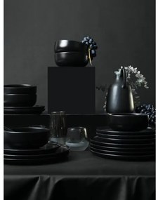 Set de veselă din ceramică, 18 piese, negru