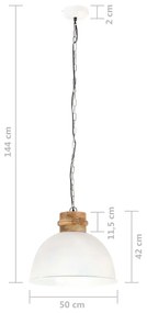 Lampa suspendata industriala, alb, 50 cm, mango, E27, rotund 1, Alb, 50 cm