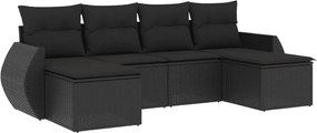 vidaXL Set mobilier de grădină cu perne, 6 piese, negru, poliratan