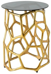 Masuta Laterala, Aluminiu, Auriu, Sticla, Negru, LIQUID GEOMETRIE 50cm