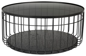 Măsuță de cafea neagră rotundă cu blat din sticlă 80x80 cm Lance – White Label