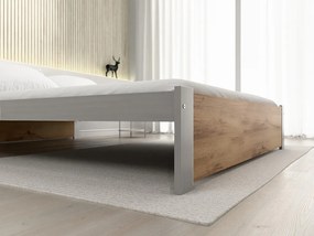 Pat dublu IKAROS 140 x 200 cm, stejar artisan/gri Saltele: Cu saltele Coco Maxi 20 cm, Somiera pat: Cu lamele drepte