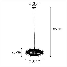 Lampă suspendată orientală neagră cu auriu 60 cm - Radiance