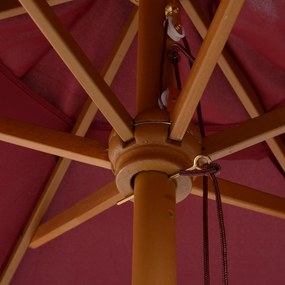 Outsunny Umbrelă de Soare din Lemn, Protecție UV, Φ2.5m, Culoare Bordo | Aosom Romania