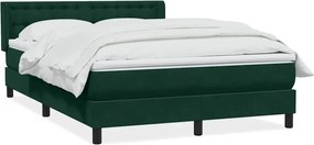 vidaXL Pat box spring cu saltea, verde închis, 160x210 cm, catifea