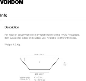 Ghiveci plante design decorativ modern exterior / interior CENTRE POT 120x36cm