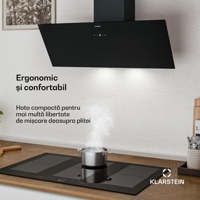 Klarstein Hota înclinată Laurel | mod de evacuare și recirculare a aerului | sticlă de siguranță | 417 m³/h | 90 cm