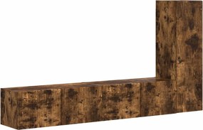 vidaXL Set comodă TV Pe perete 3 pcs Stejar fumuriu Lemn compozit
