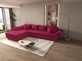 Colțar extensibil dumonde cu ladă de depozitare si sezut confortabil din spuma high-density, Loana XL Zoom Rosu 335x185 cm