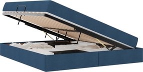 vidaXL Pat cu saltea și spațiu de depozitare albastru 160 x 200 cm