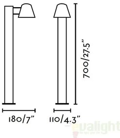 Stalp de exterior modern inaltime 70cm cu protectie IP44 GINA 71352