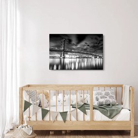 Tablou - Podul Benjamin Franklin, Philadelphia, alb-negru (90x60 cm)