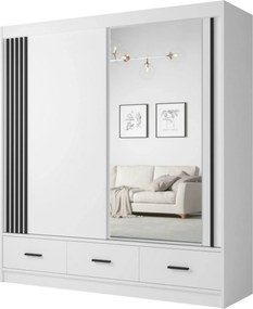 Dulap CANADA CA24-200, alb/negru, PAL, cu 2 usi si 3 sertare, 200x60x2
