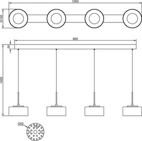 Globo 16024-4WR - Lustra suspendată pe cablu BELINDA LED/24W/230V alb/fumuriu