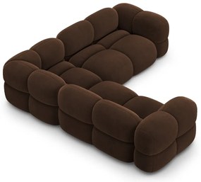 Colțar maro închis cu tapițerie din catifea Loretto – Cosmopolitan Design