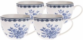 Set de 4 cești din porțelan Blue Rose, 90 ml