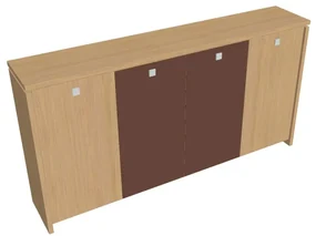 Dulap mediu pentru haine Verno 248 x 46 x 130 cm, uși combinate, stejar deschis / maro