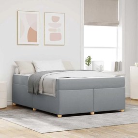 vidaXL Cadru de pat cu saltea Altele Gri deschis 140 x 200 cm țesătură