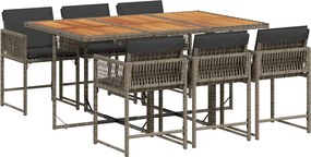 vidaXL Set mobilier de grădină cu perne, 7 piese, gri, poliratan