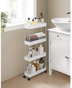 Raft plastic pe roti CART 13,5x42x83 cm alb