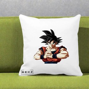 Perna Personalizata Dragon Ball Goku Portret Serios, 40x40 cm, Alba Mata, Husa Detasabila, Perna Inclusa, BEKZ®