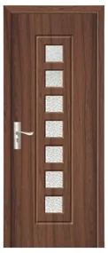 Usa Interior din MDF Novo Doors ND236, Cadru din Lemn Masiv, Geam Sablat, KIT COMPLET, Toc , Manere si balamale incluse (Culoare: Wenge, Toc: