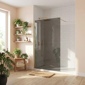 Paravan de dus fumuriu Rea Flexi Grey 100 cm auriu periat